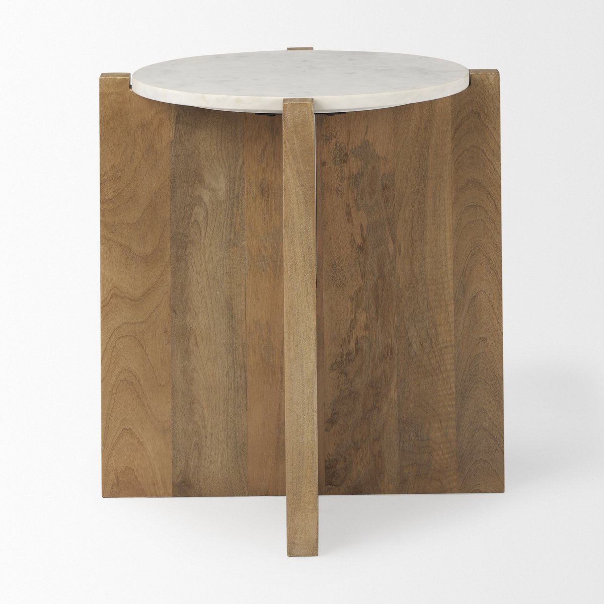 Bianca Wood and Marble Accent Table, Side & End Table by Mercana, 21.5" length x 21.5" width x 22" height View 3