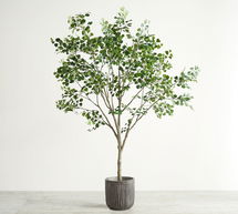 Online Designer Living Room Faux Shady Lady Olive Tree XXL 9' with XL Grey Concrete Fluted Planter