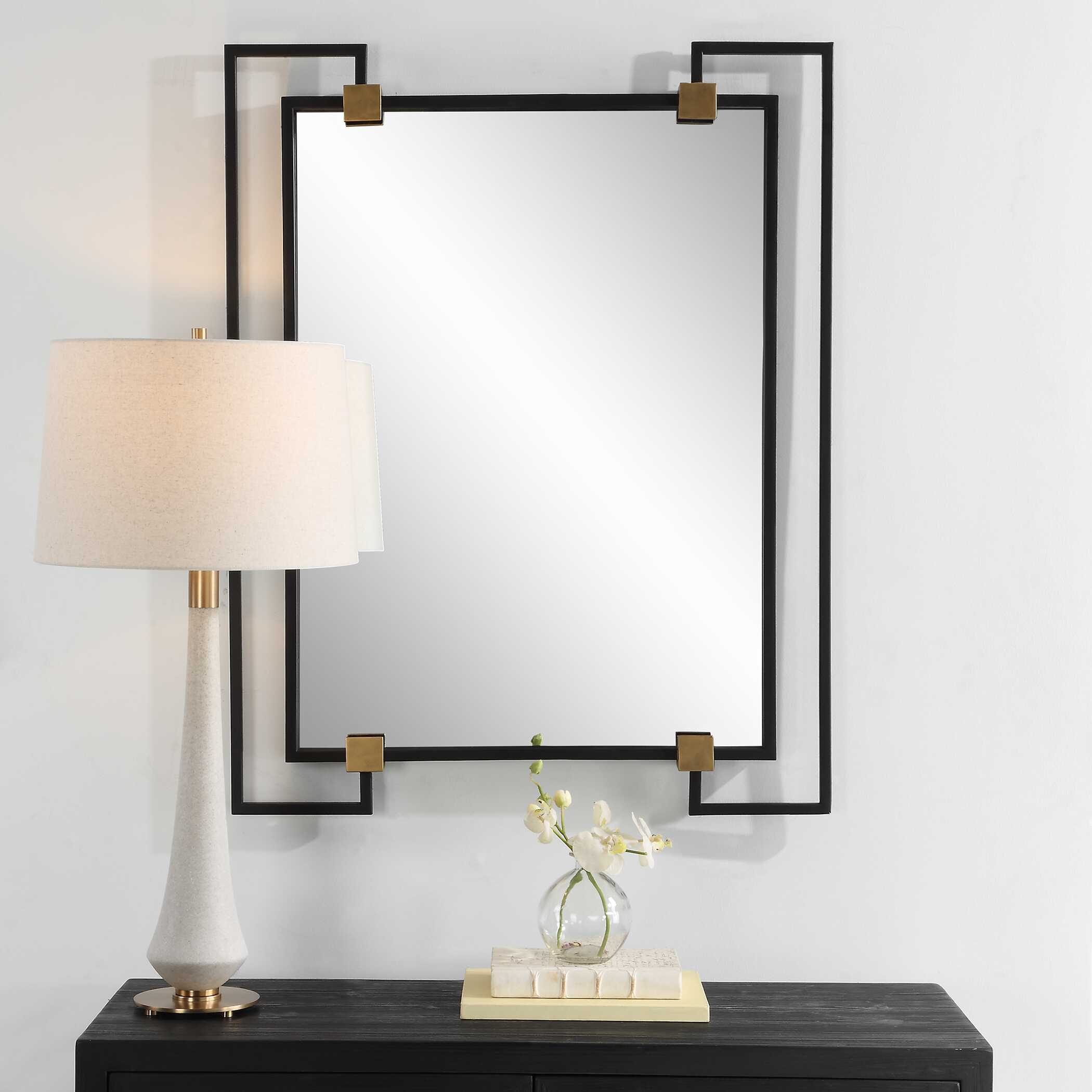 Ivey Rectangle Industrial Mirror, by Uttermost, 32.5" width x 42" height x 2.5" depth View 4