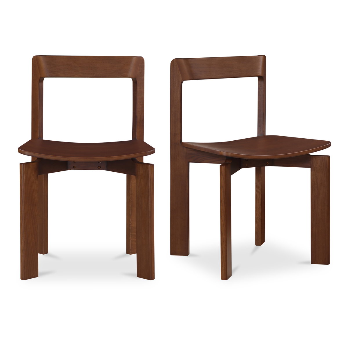 Daifuku Dining Chair Brown – Set Of Two, by Moe's Home, 22" width x 31.5" height x 20.55" depth View 1