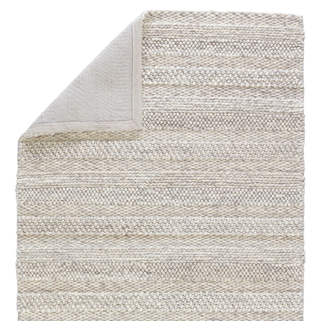 Lagom Handmade Solid Ivory/ Light Gray Area Rug (8'X10') large image 