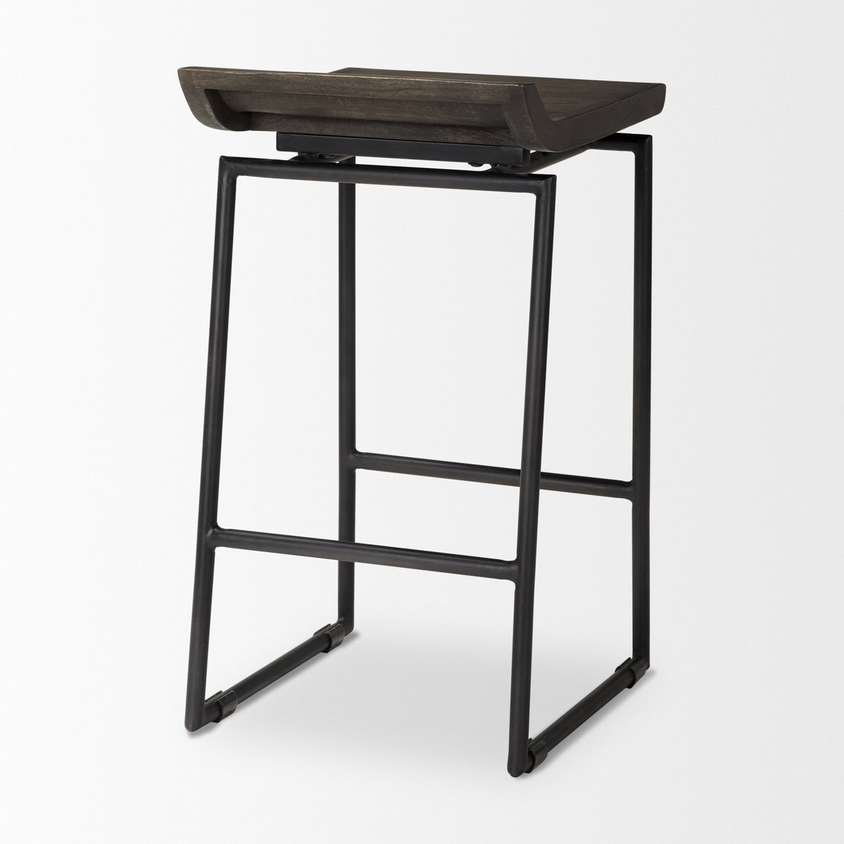 Givens Low Back 26in Seat Counter Stool | Black Wood with Black Metal, Counter & Bar Stool by Mercana, 14.1" length x 15.8" width x 26" height View 7