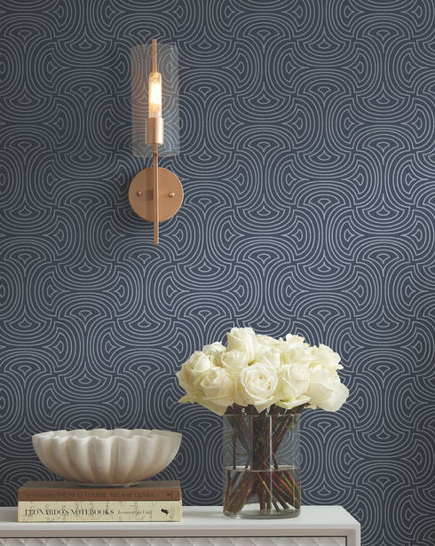 Hourglass Navy Wallpaper