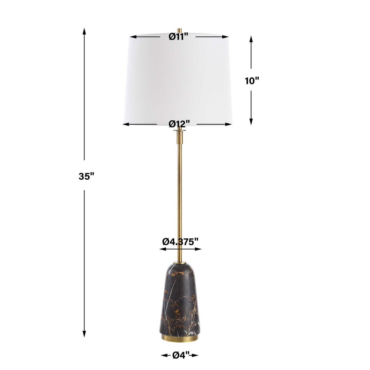 Jenson Black Marble Buffet Lamp, by Uttermost, 1' width x 2'11" height x 1' depth View 3