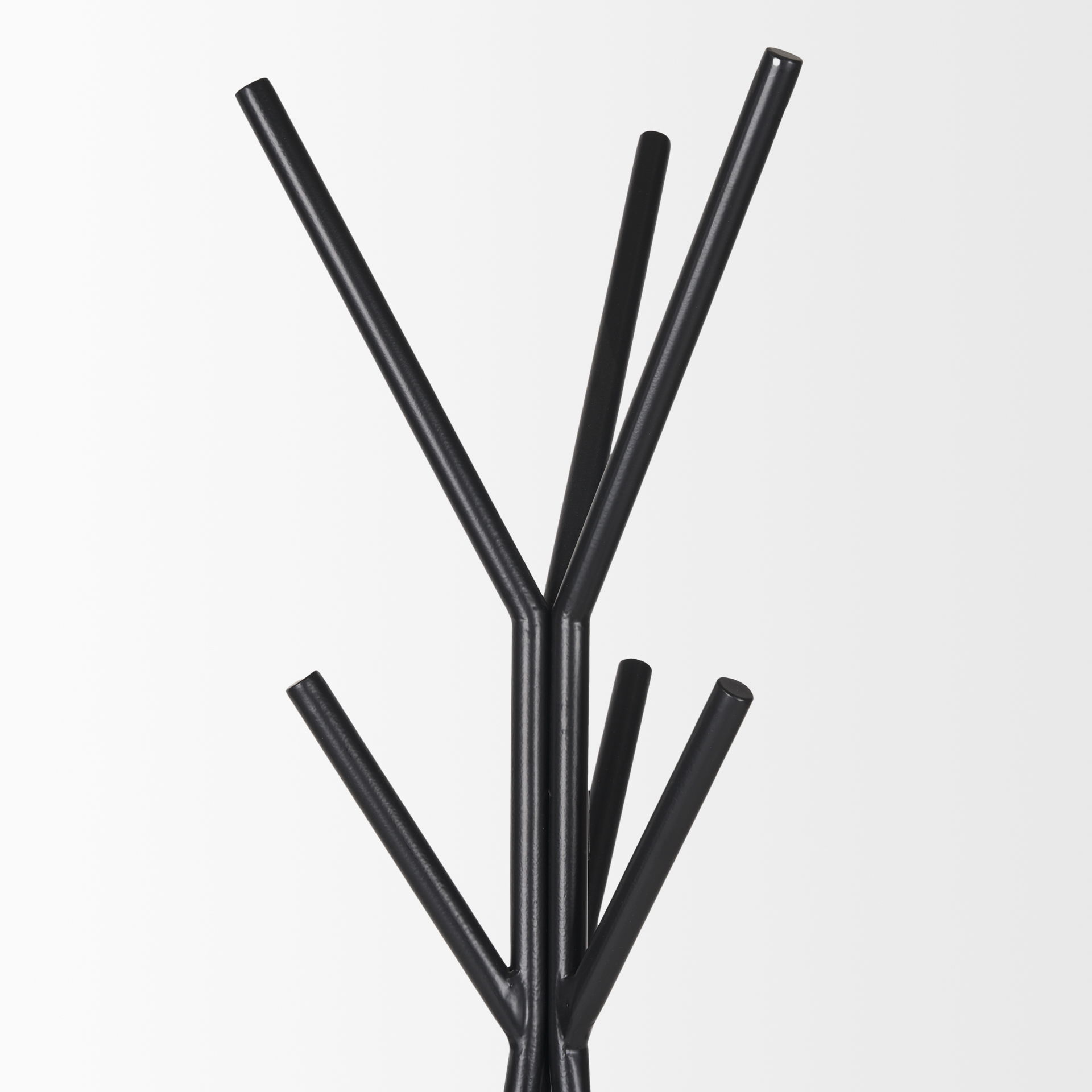 Everett Matte Black Metal with Two Metal Shelves Coat Rack, Stands, Racks & Hook by Mercana, 17" length x 17" width x 71" height View 5