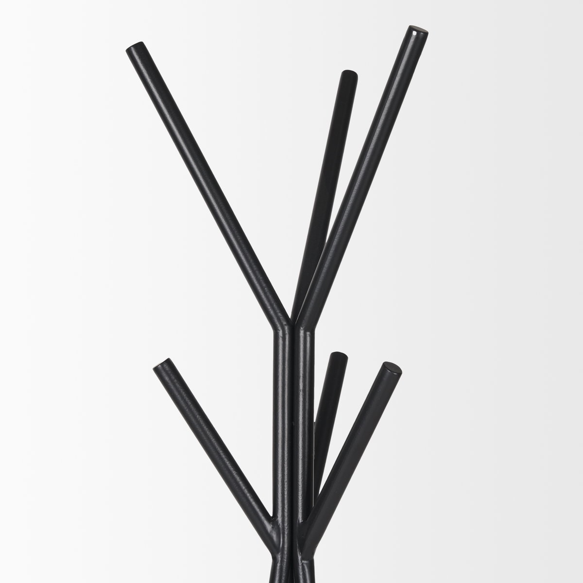 Everett Matte Black Metal with Two Metal Shelves Coat Rack, Stands, Racks & Hook by Mercana, 17" length x 17" width x 71" height View 5