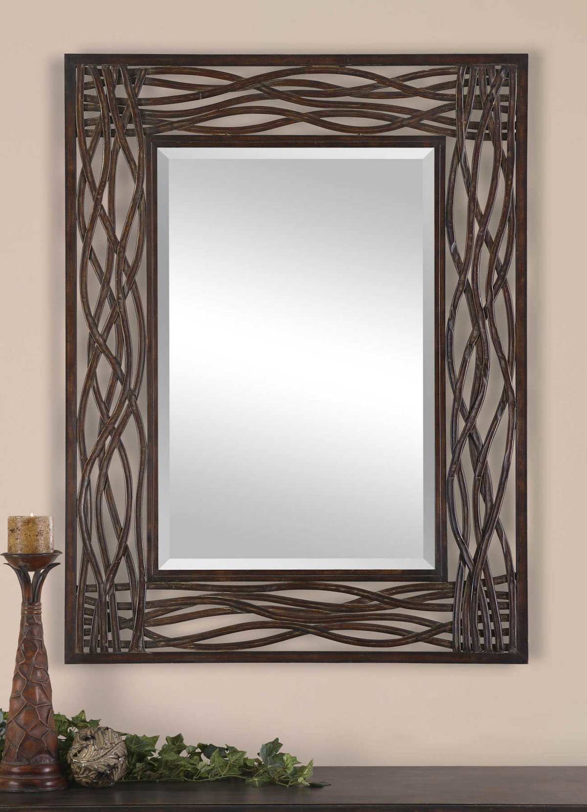 Dorigrass Brown Metal Mirror, by Uttermost, 2'8" width x 3'6" height x 0.5" depth View 2