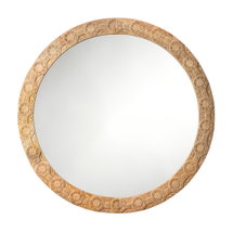 Online Designer Hallway/Entry Relief Carved Round Accent Mirror