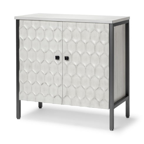 Savannah White Fir Veneer with Gray Metal 2-Door Accent Cabinet