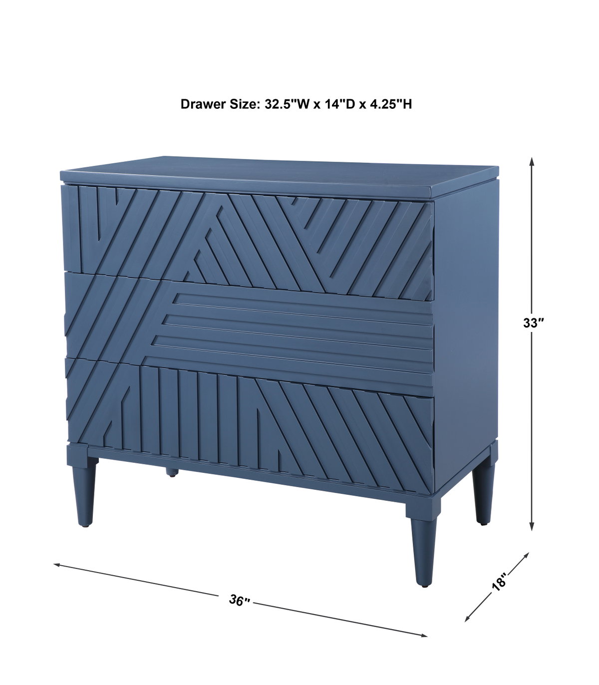 Colby Blue Drawer Chest, Cabinets & Chest by Uttermost, 36" width x 33" height x 18" depth View 3