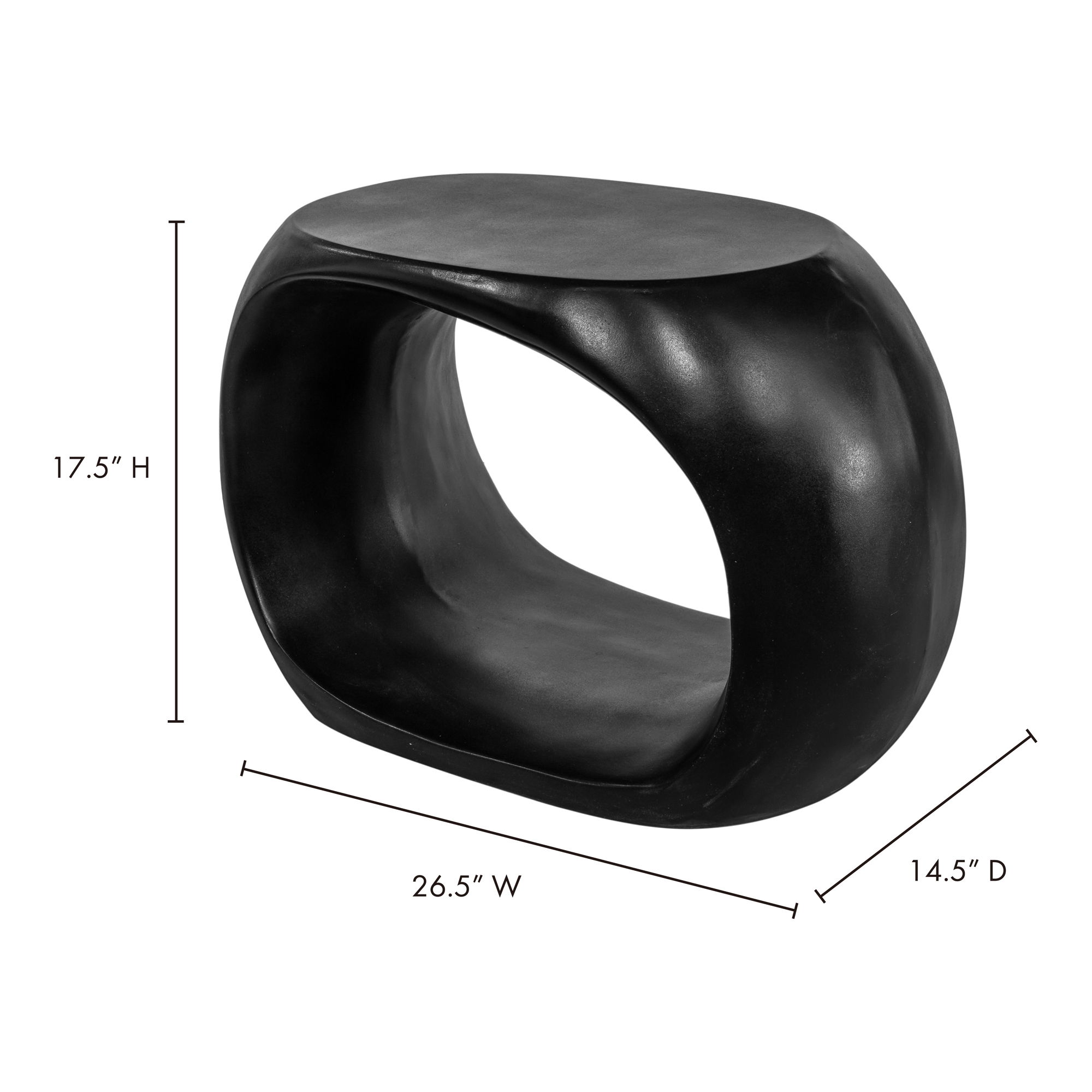 Albers Outdoor Stool Black, Counter & Bar Stool by Moe's Home, 26.75" width x 17.75" height x 14.75" depth View 6