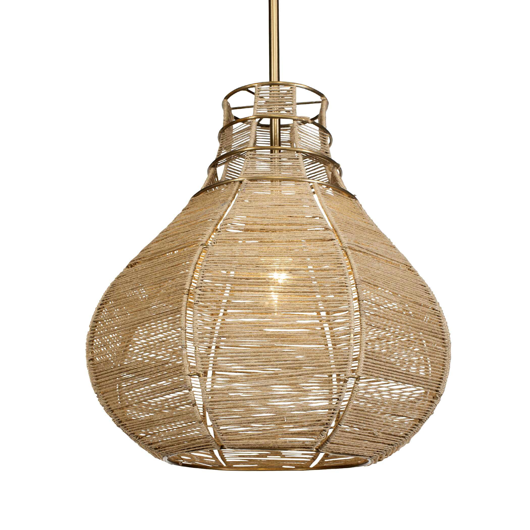Hestia 1 Light Natural Rope Pendant, Ceiling Light by Uttermost, 16" width x 16.25" height x 16" diameter x 16" depth View 5