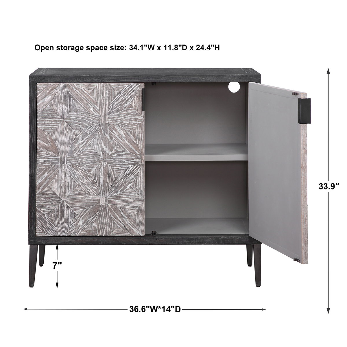 Laurentia 2 Door Accent Cabinet, Cabinets & Chest by Uttermost, 36.6" width x 33.9" height x 14" depth View 3