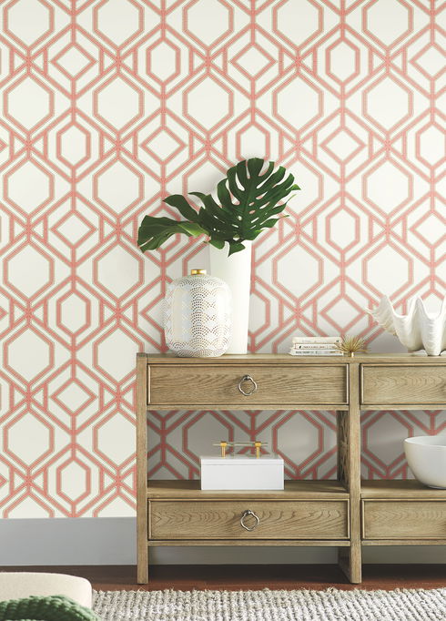Sawgrass Trellis Coral Wallpaper