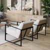 Stamford Light Beige Upholstered Seat with Wood Back, Metal Frame Accent Chair thumbnail 4