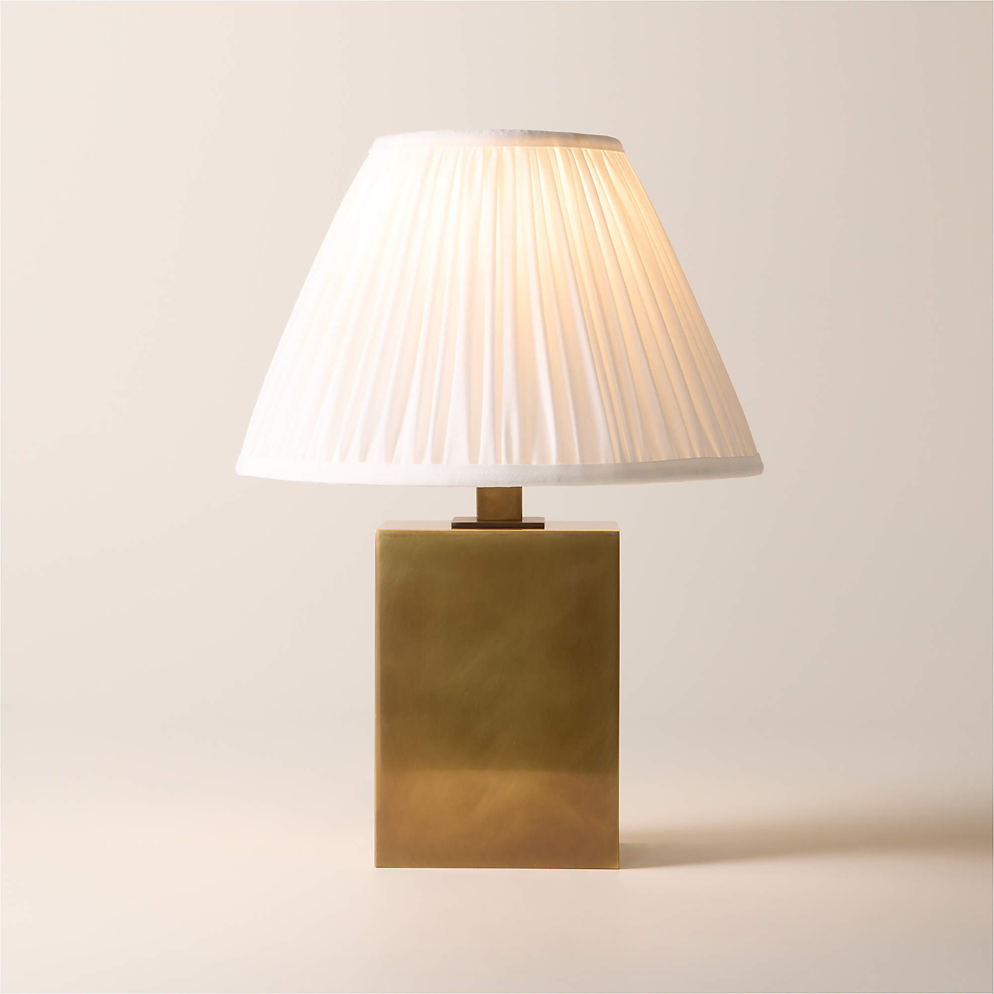 Online Designer Bedroom Carmichael Small Aged Brass Table Lamp with Pleated White Shade