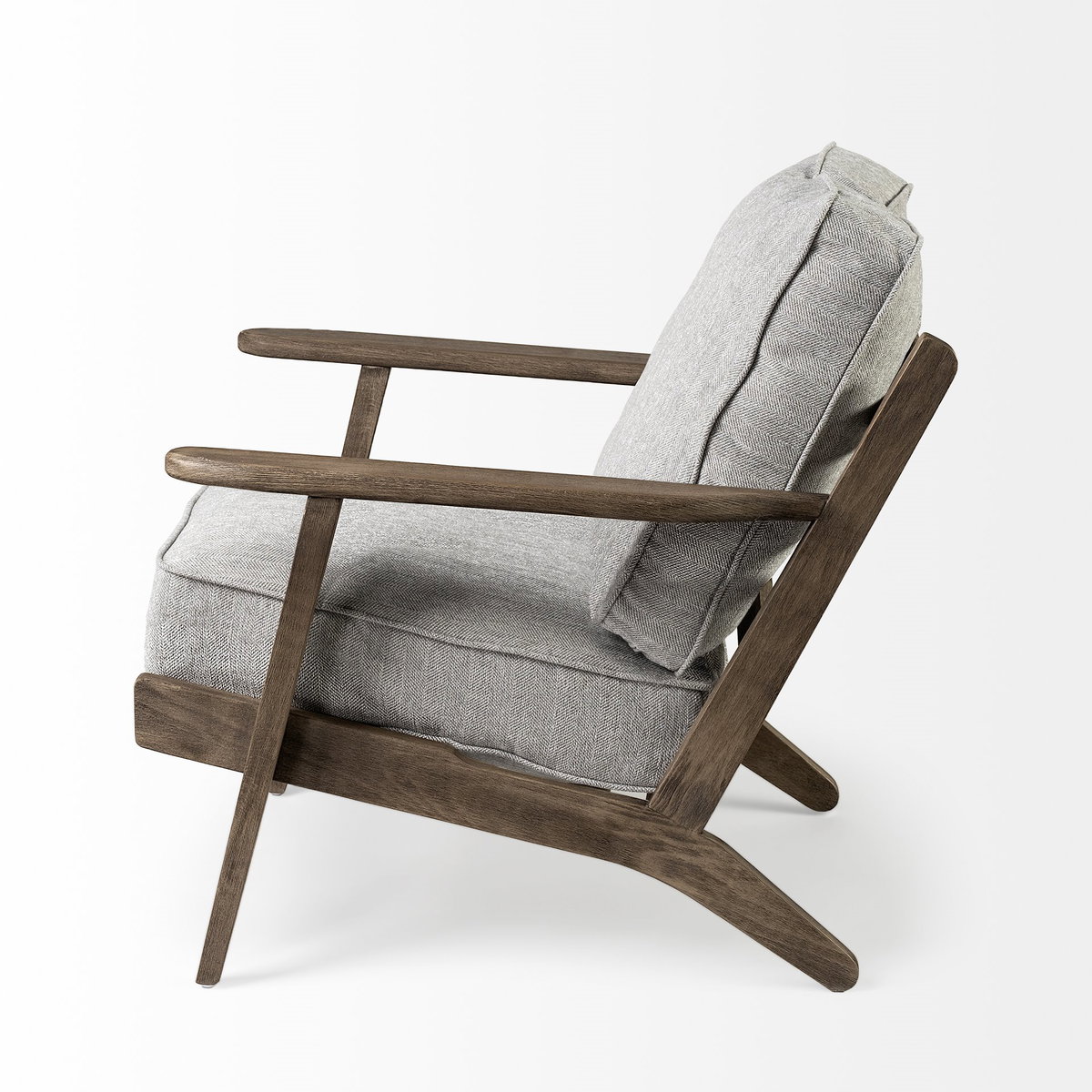 Olympus VI Frost Grey Fabric Wrapped Wooden Frame Accent Chair, by Mercana, 28" length x 31" width x 32" height View 4