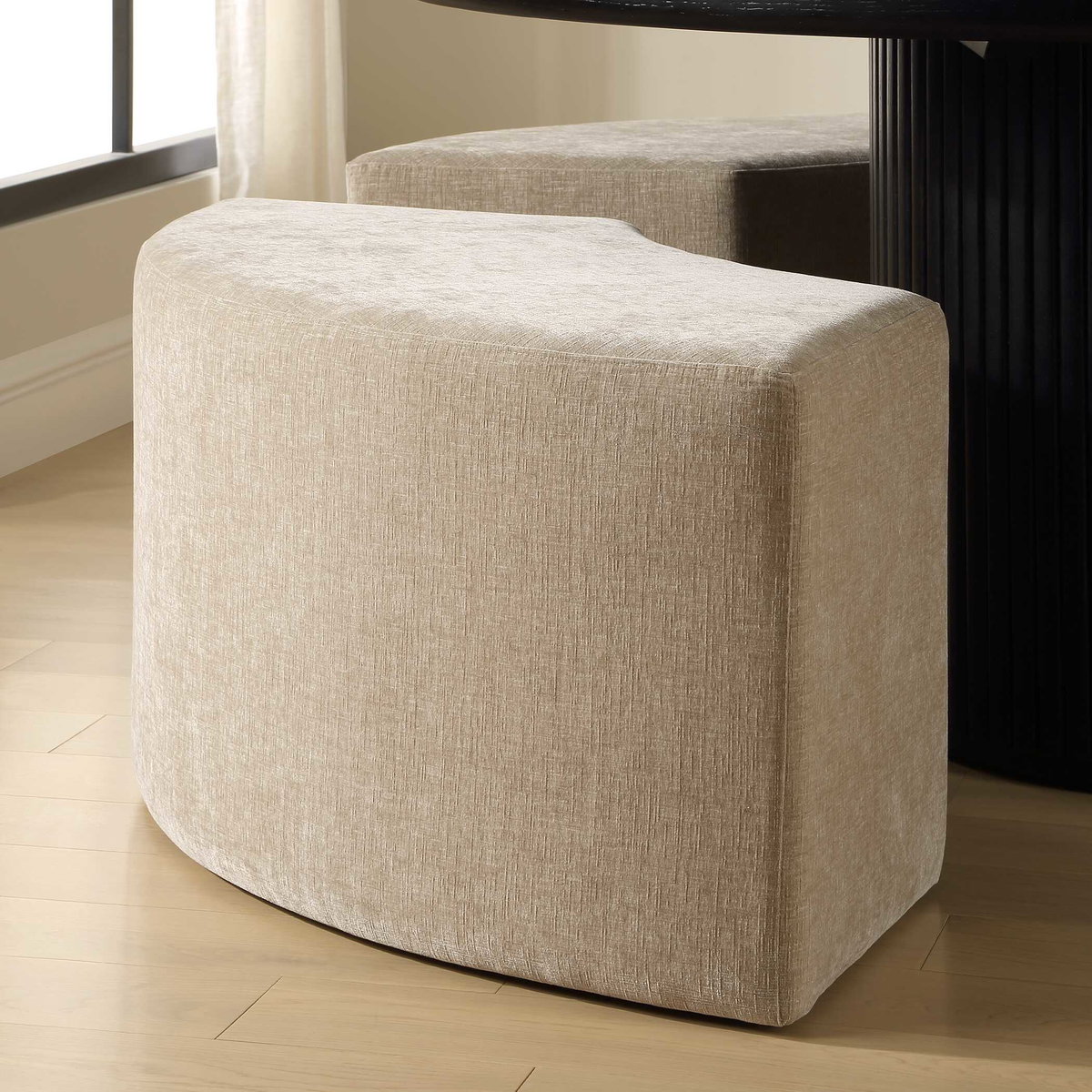 Khai Rounded Plush Dining Bench, Benche by Uttermost, 44.5" width x 20" height x 19" depth View 3