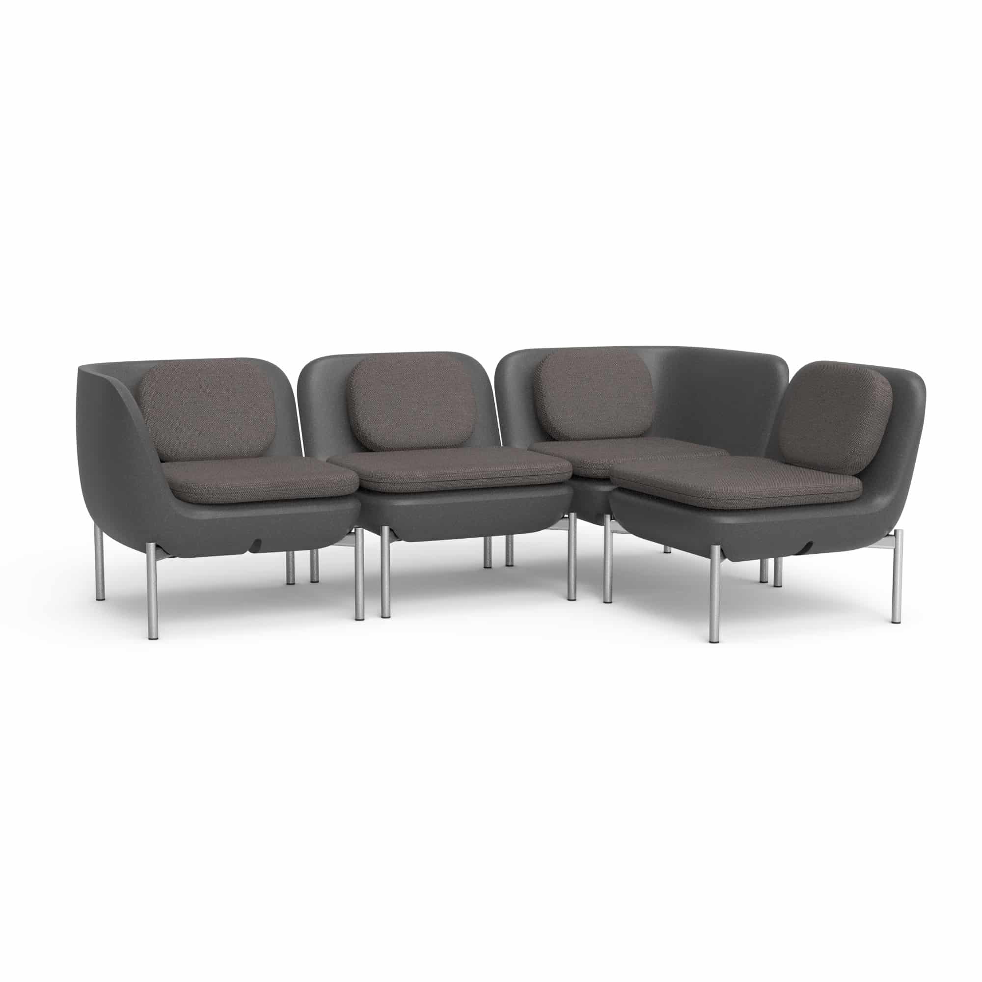 Inou Elements Modular Four-seater Sectional Sofa, Outdoor Furniture by Crescent Garden, 6'9.3" width x 2'2.4" height x 4'5.3" depth View 5