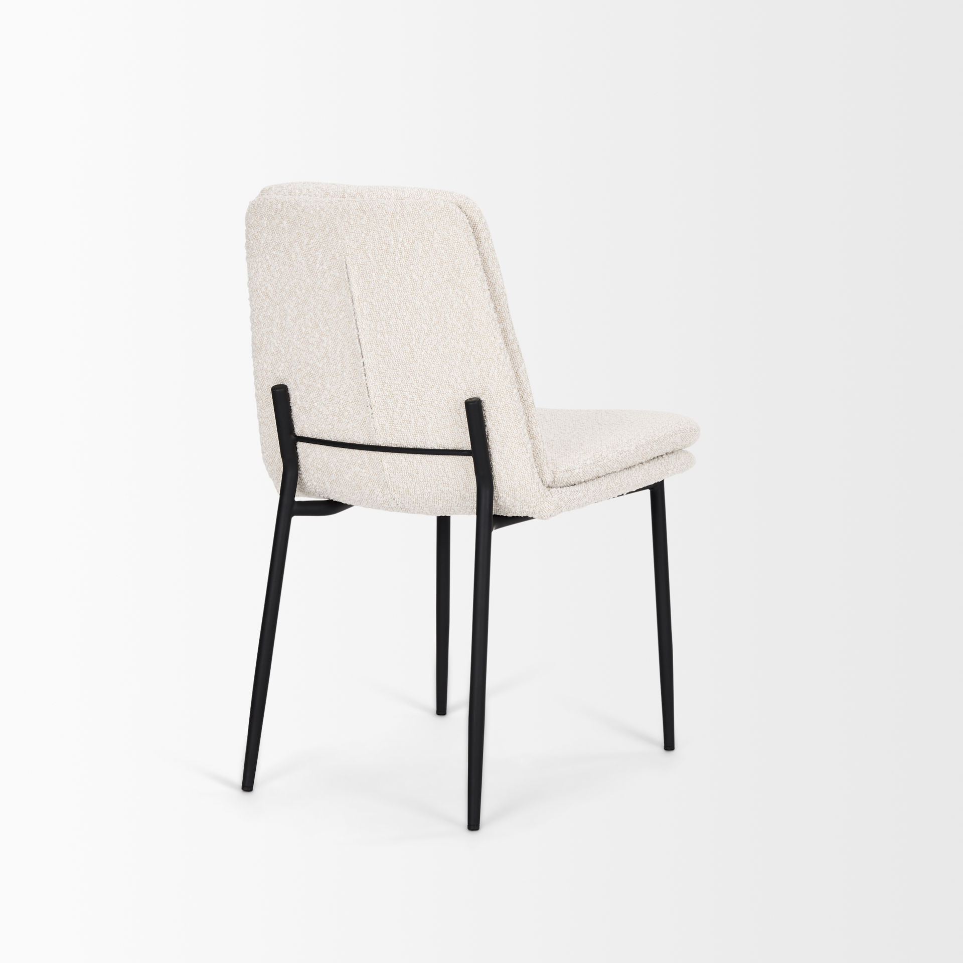Eve Dining Chair with Cream Boucle Fabric & Matte Black Metal, by Mercana, 24.5" length x 19.5" width x 33.5" height View 7