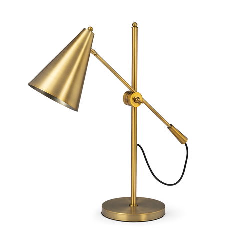 Fragon I (26"H) Gold-Tone Metal Adjustable Cone Shade Table Lamp