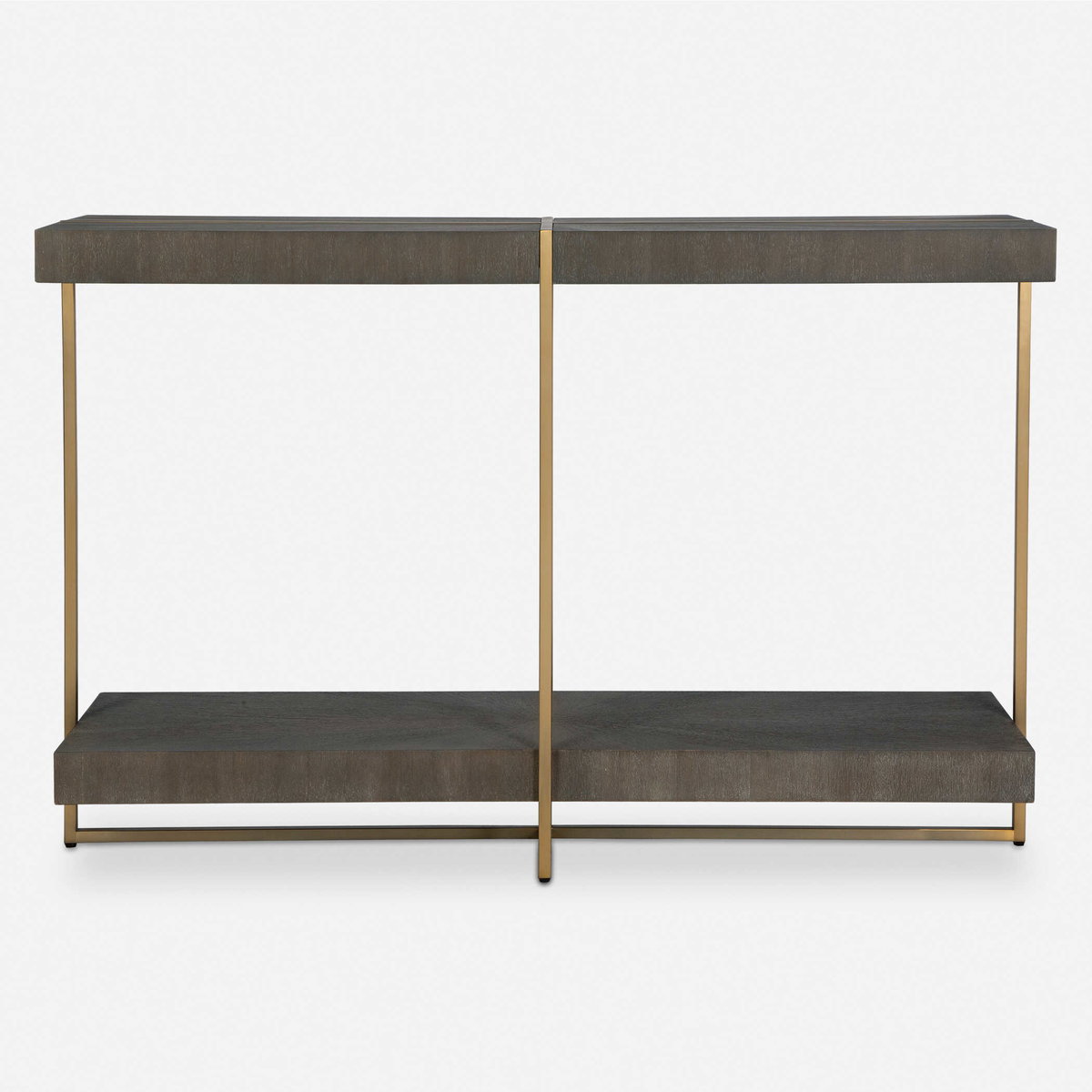 Taja Modern Brass / Wood Console Table, by Uttermost, 47.75" width x 31" height x 14" depth View 1