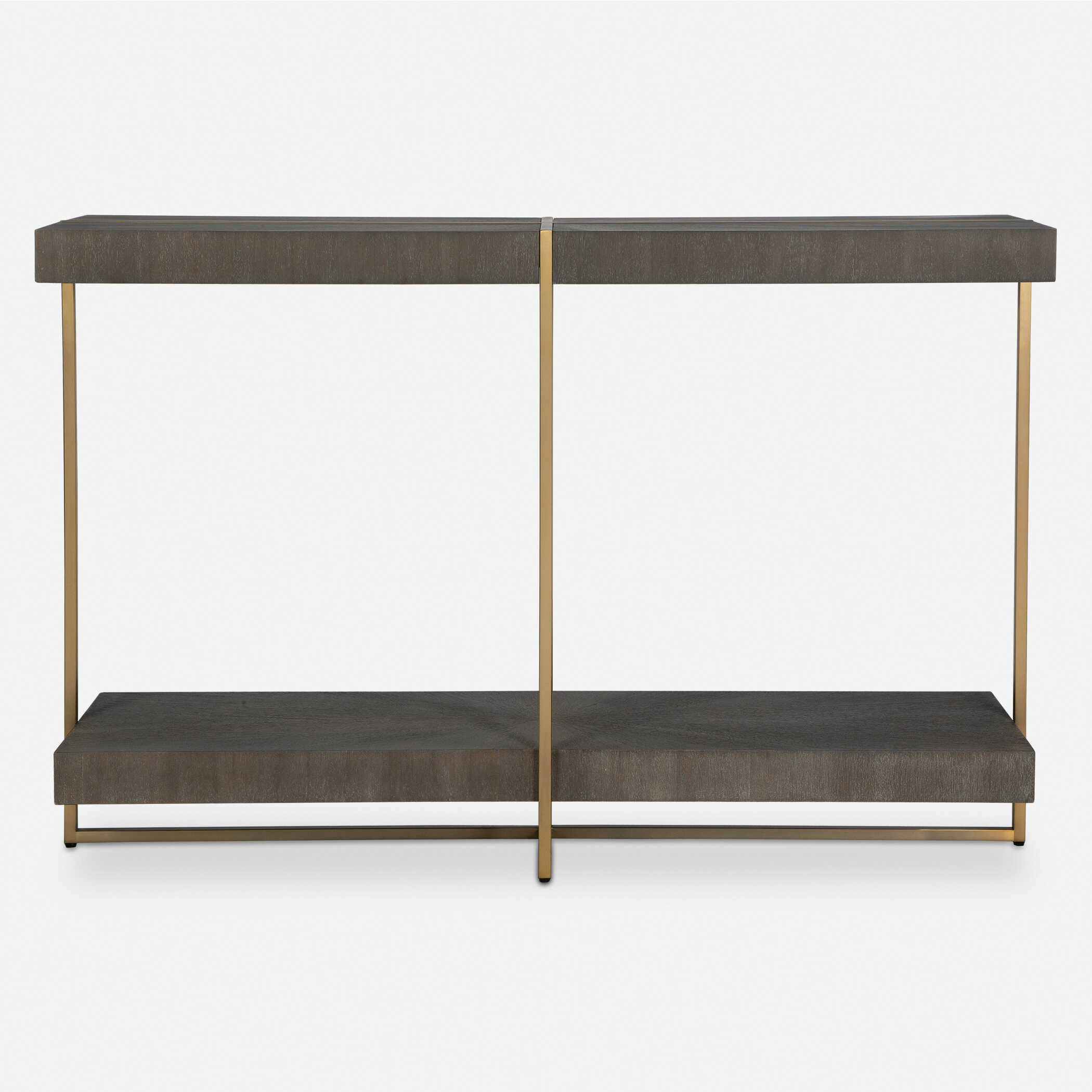 Taja Modern Brass / Wood Console Table large image 