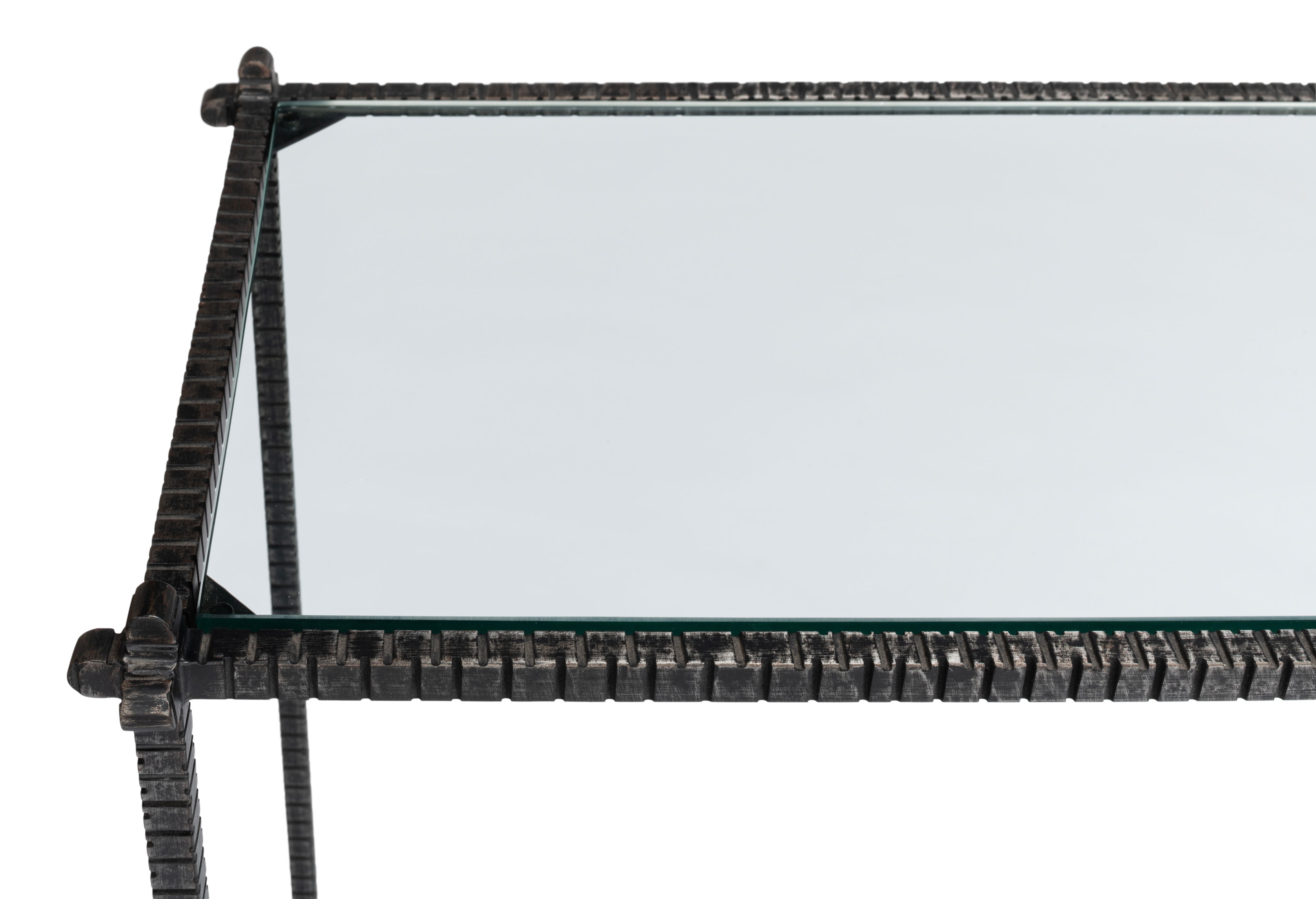 Hand Chased Iron Console Tble  Glass Top large image 