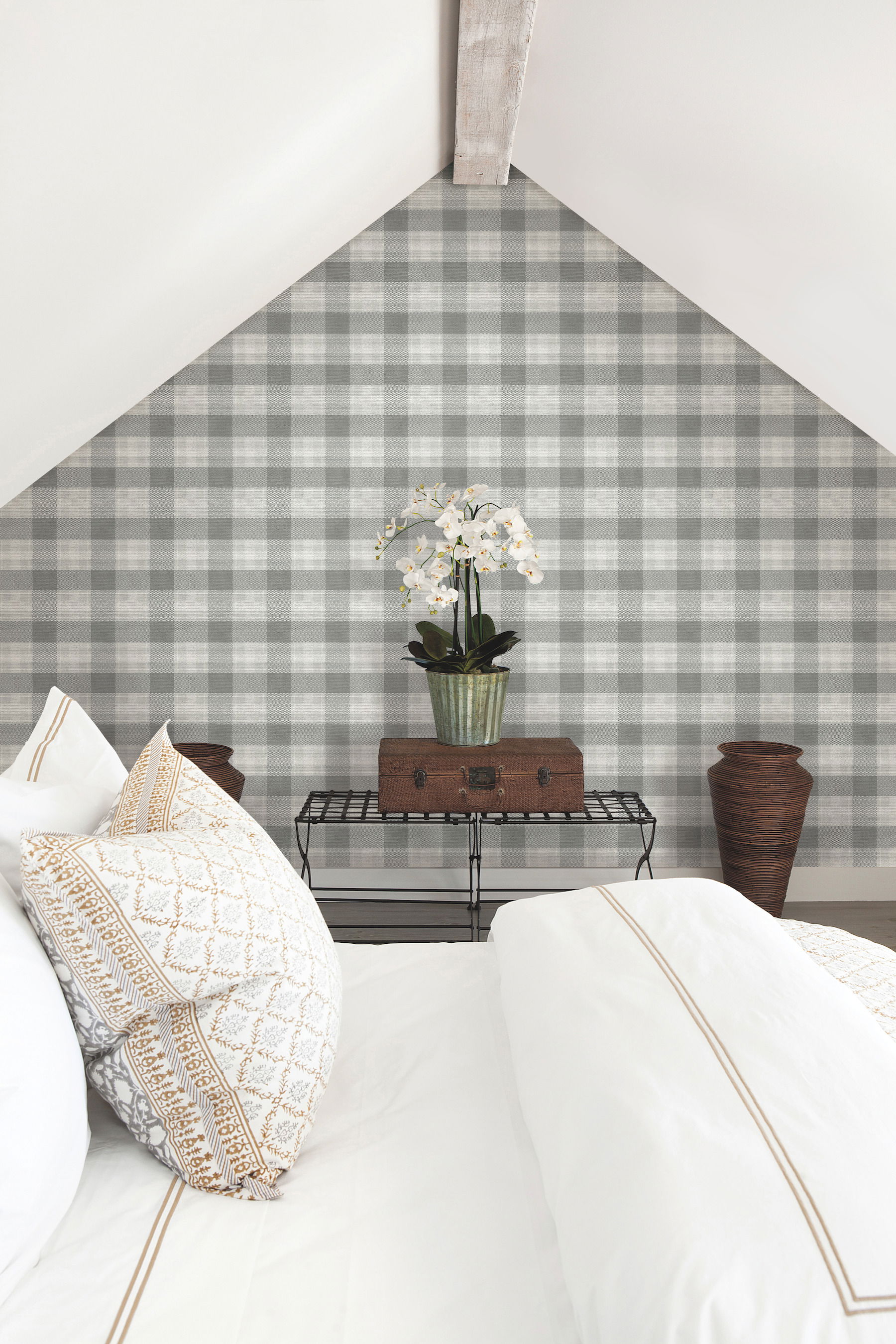 Woven Buffalo Check Grey Wallpaper large image 