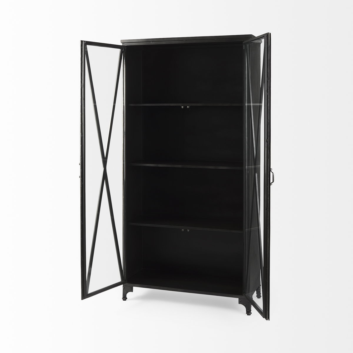 Poppy II 73.8' H Black Metal With Glass Door Display Cabinet, Cabinets & Sideboard by Mercana, 37.75" length x 15" width x 74" height View 7