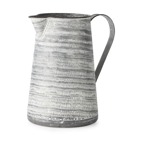 Serena II 11.2H Large Gray/White Textured Metal Jug