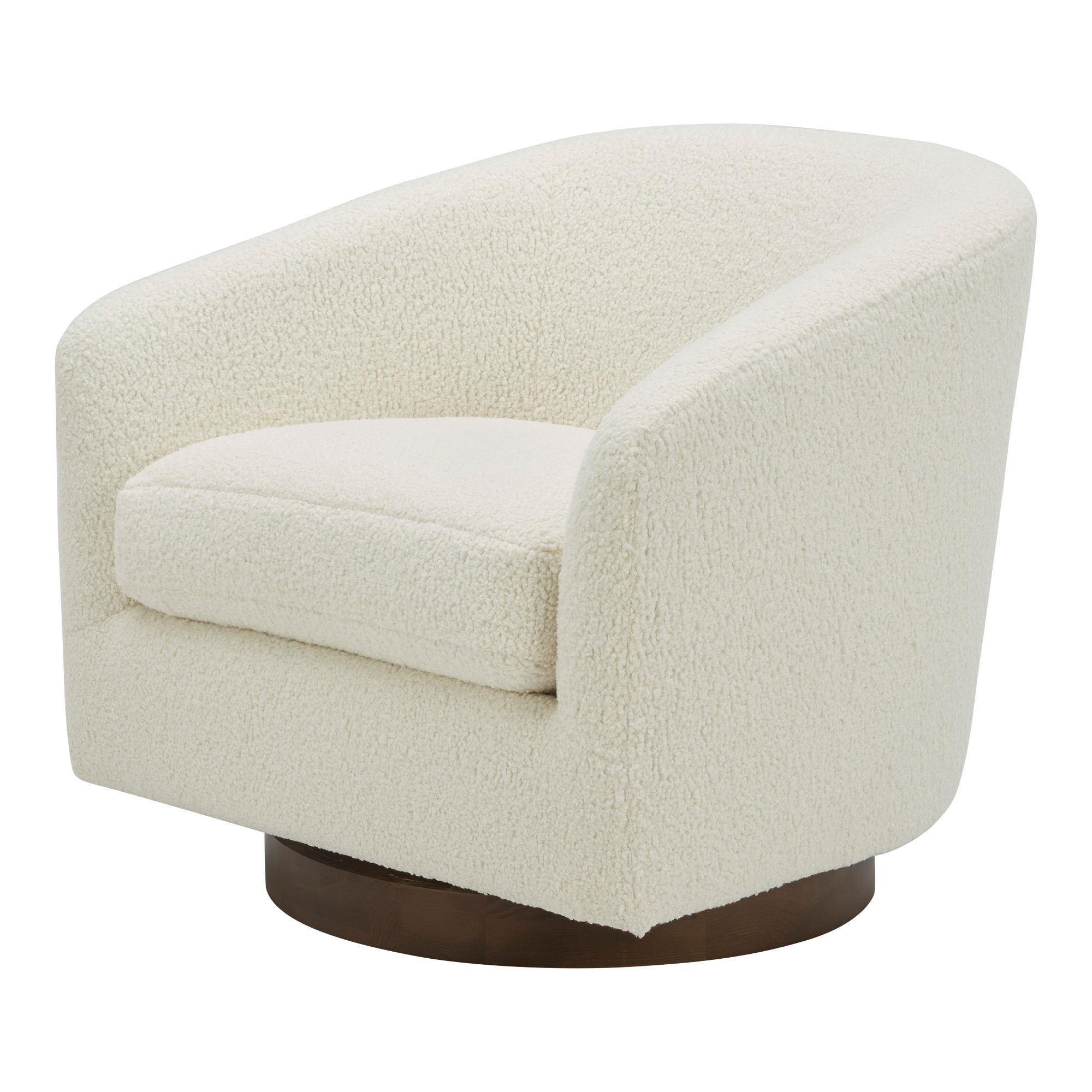 Oscy Swivel Chair Faux Shearling White, Accent Chair by Moe's Home, 31" width x 28" height x 31" depth View 5
