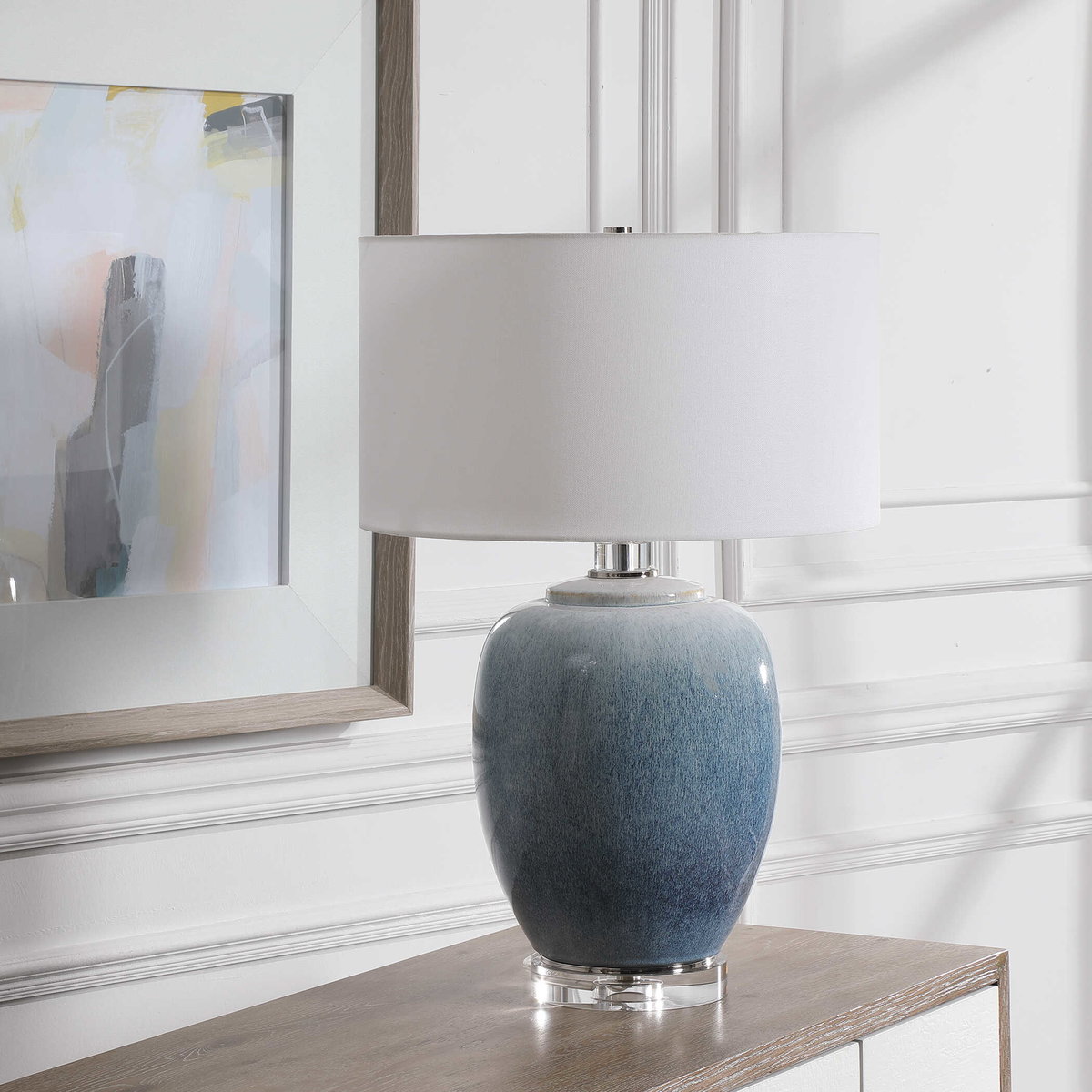 Blue Waters Ceramic Table Lamp, by Uttermost, 18" width x 26.5" height x 18" depth View 4