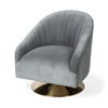 James II Gray Blue Velvet Covered Seat w Gold Swivel Base Accent Chair thumbnail 0