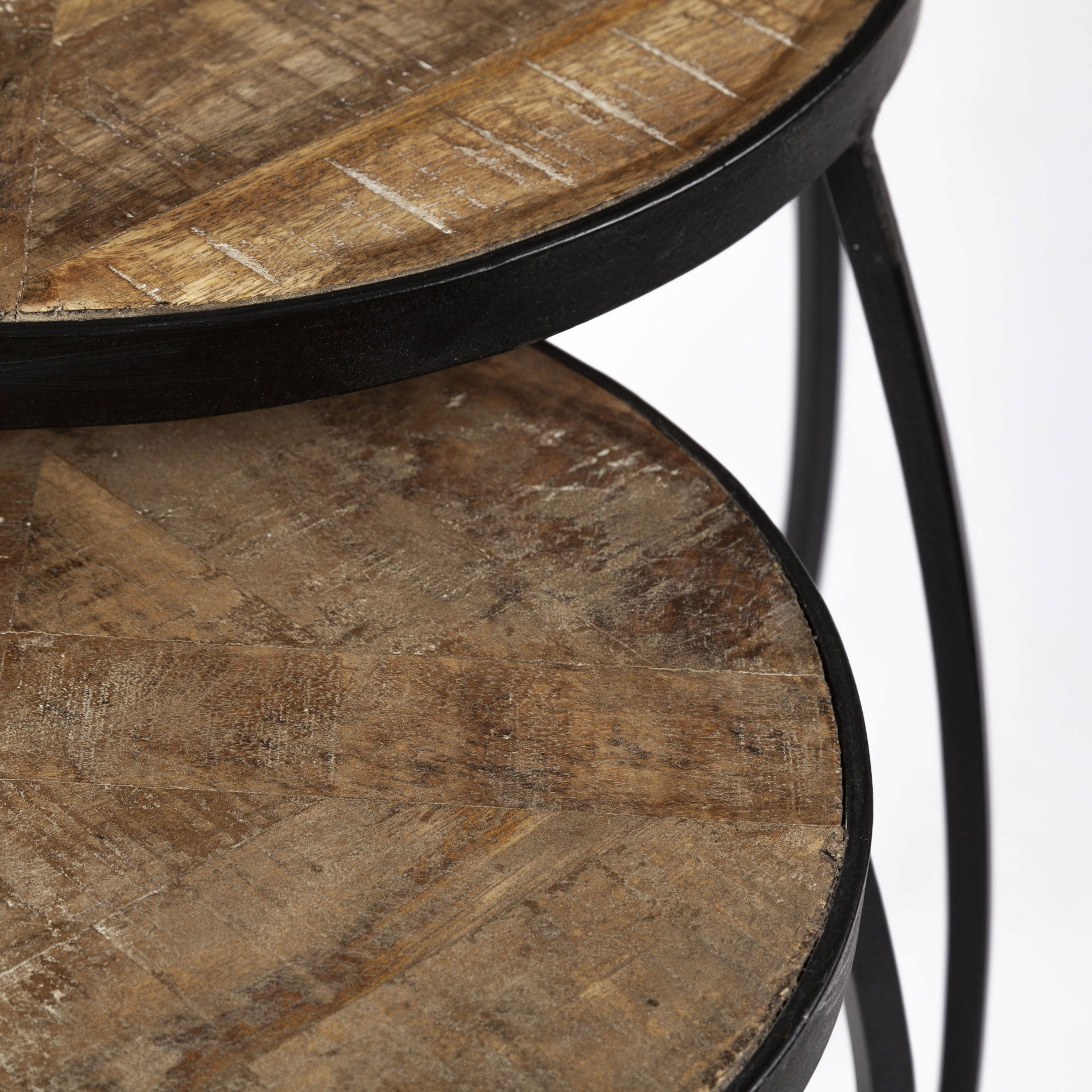 Clapp III (Set of 2) 20L x 20W Brown Round Wood Top with Black Metal Frame Nesting Accent Tables large image 