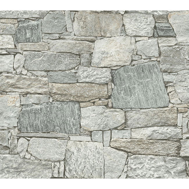 Chateau Stone Grey & Beige Peel & Stick Wallpaper large image 