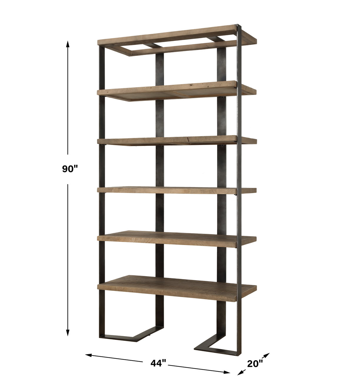 Felix Reclaimed Oak Etagere, by Uttermost, 3'8" width x 7'6" height x 1'8" depth View 3