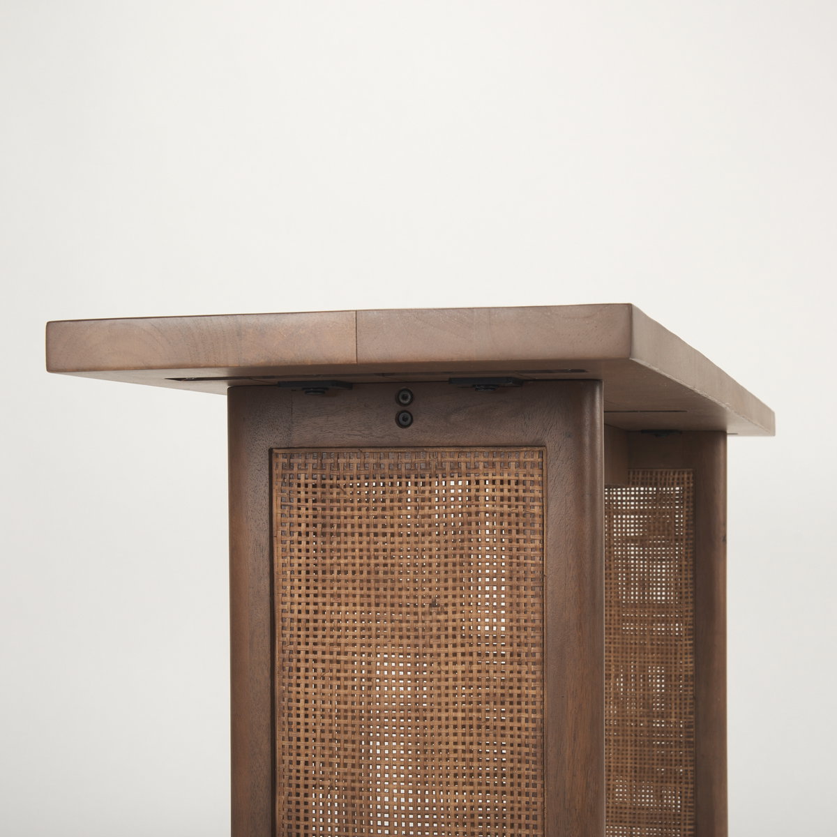 Grier 65' Medium Brown Solid Wood with Cane Console Table, by Mercana, 65" length x 16" width x 29" height View 8