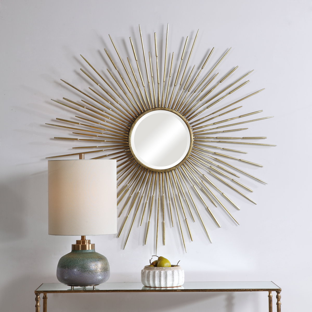 Golden Rays Starburst Mirror, by Uttermost, 3'10.75" width x 3'10.75" height x 1" depth View 7