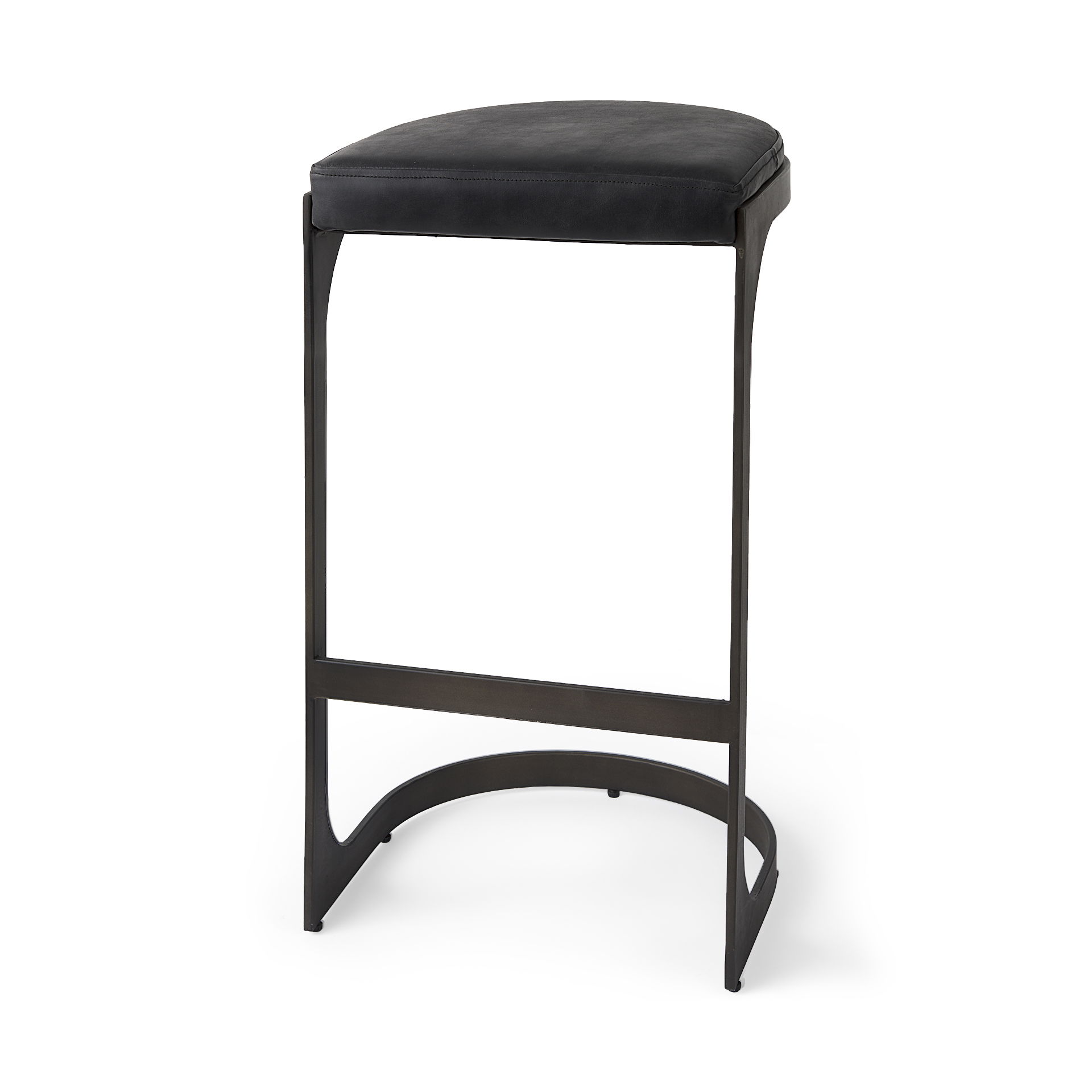 Tyson 17L x 18W x 31H Black Leather with Metal Frame Bar Stool large image 
