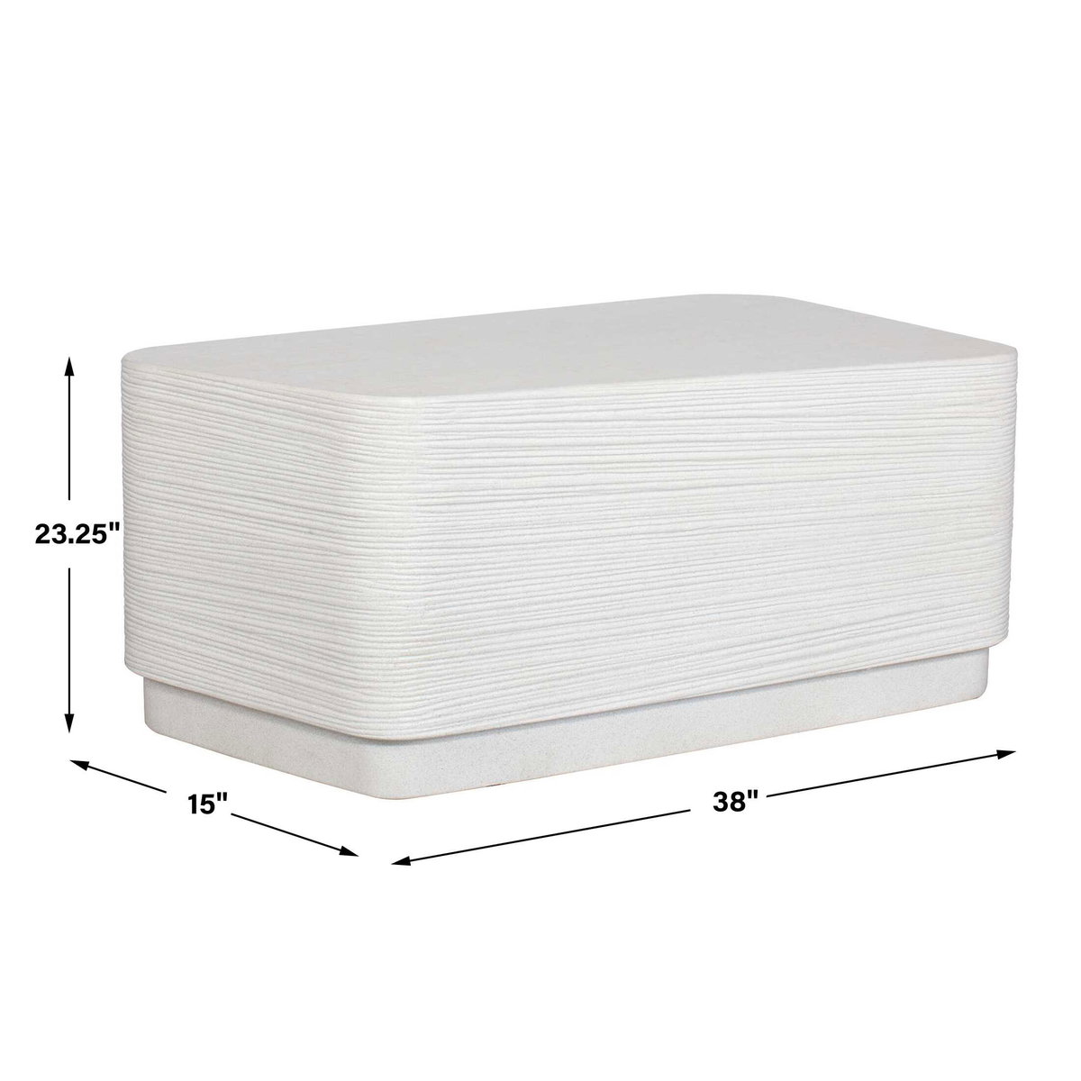 Saltwater White Concrete Coffee Table, Furniture by Uttermost, 38" width x 15" height x 23.5" depth View 3