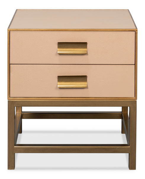 Gideon Shagreen Side Table, Mushroom