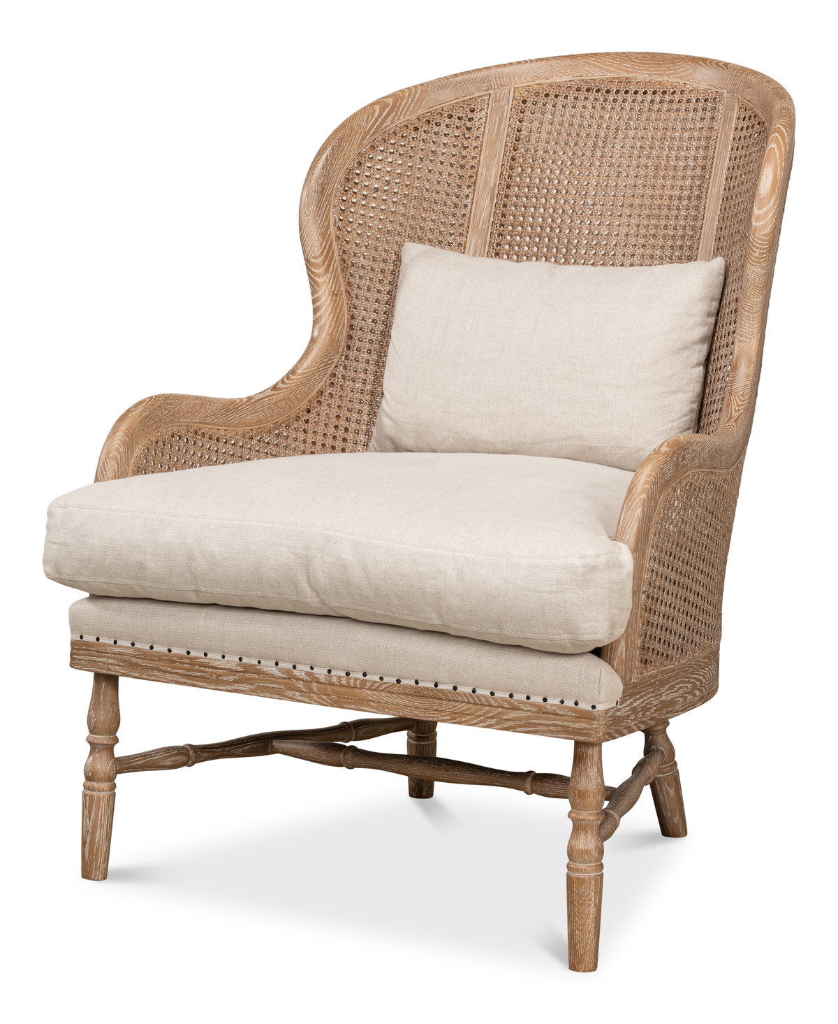 Randolph Wing Chair, by Sarreid, 2'7" length x 2'4" width x 3'2" height View 1