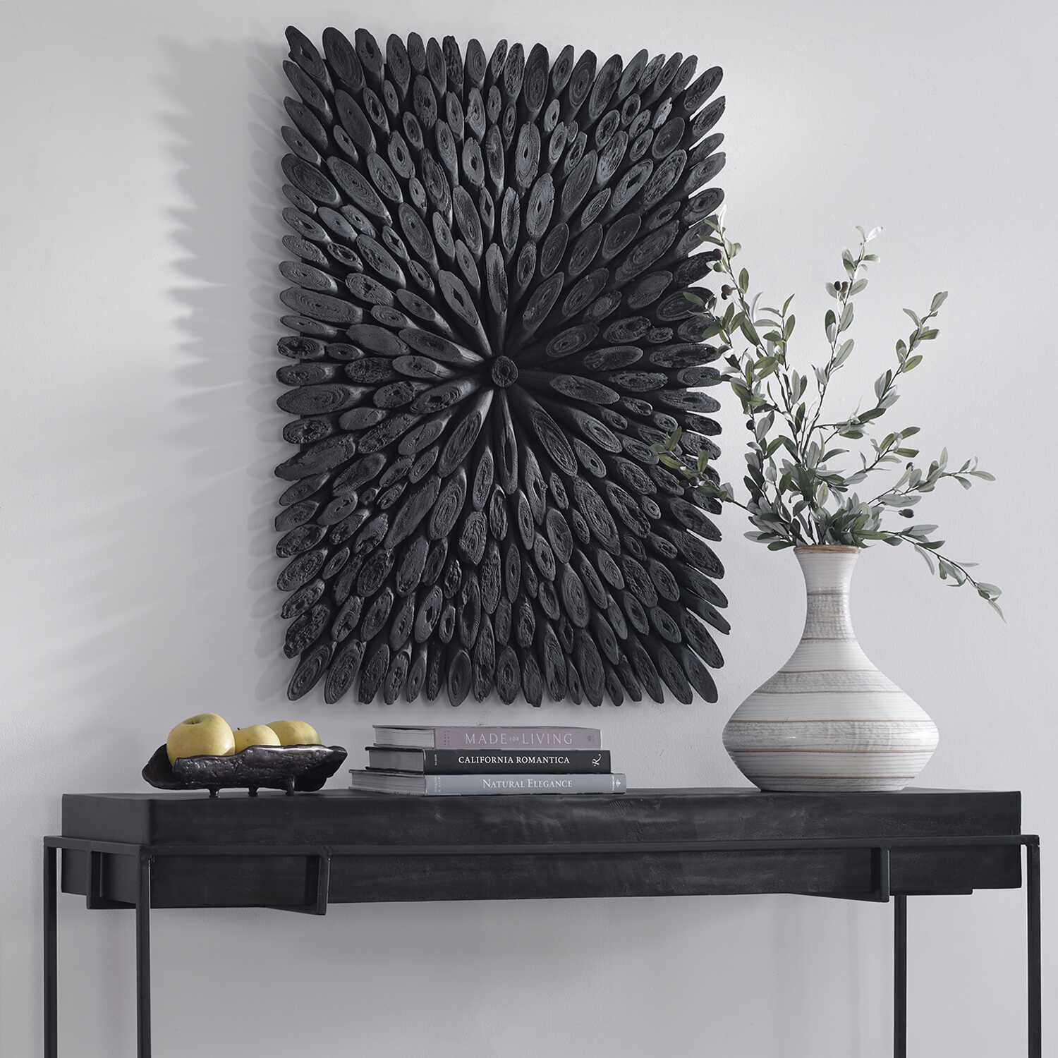 Bahama Black Wood Wall Decor, Sculptural Wall Art by Uttermost, 39.37" width x 29.5" height x 1.4" depth View 4