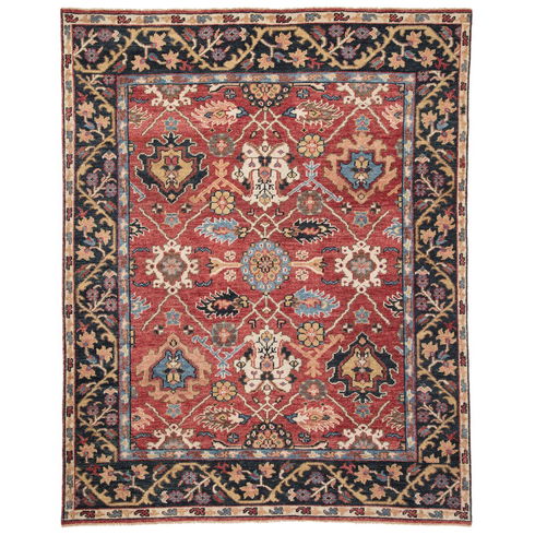 Tilney Hand-Knotted Wool Red/Beige Area Rug
