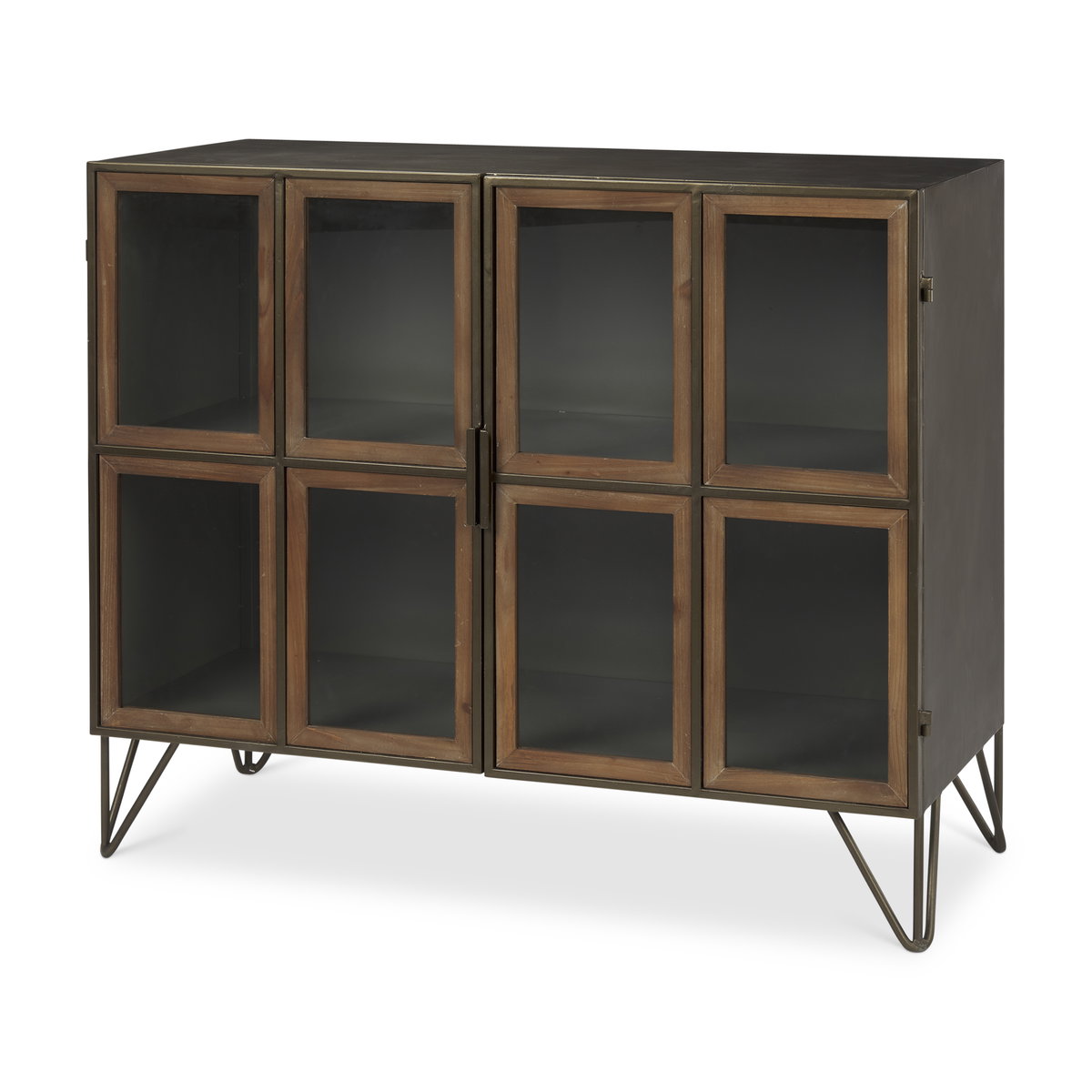Pandora Dark Brass Metal with Red Wood 2 Door Accent Cabinet, Cabinets & Chest by Mercana, 36.81" length x 16.34" width x 29.92" height View 1