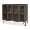Pandora Dark Brass Metal with Red Wood 2 Door Accent Cabinet, Cabinets & Chest by Mercana, 36.81" length x 16.34" width x 29.92" height thumbnail 1