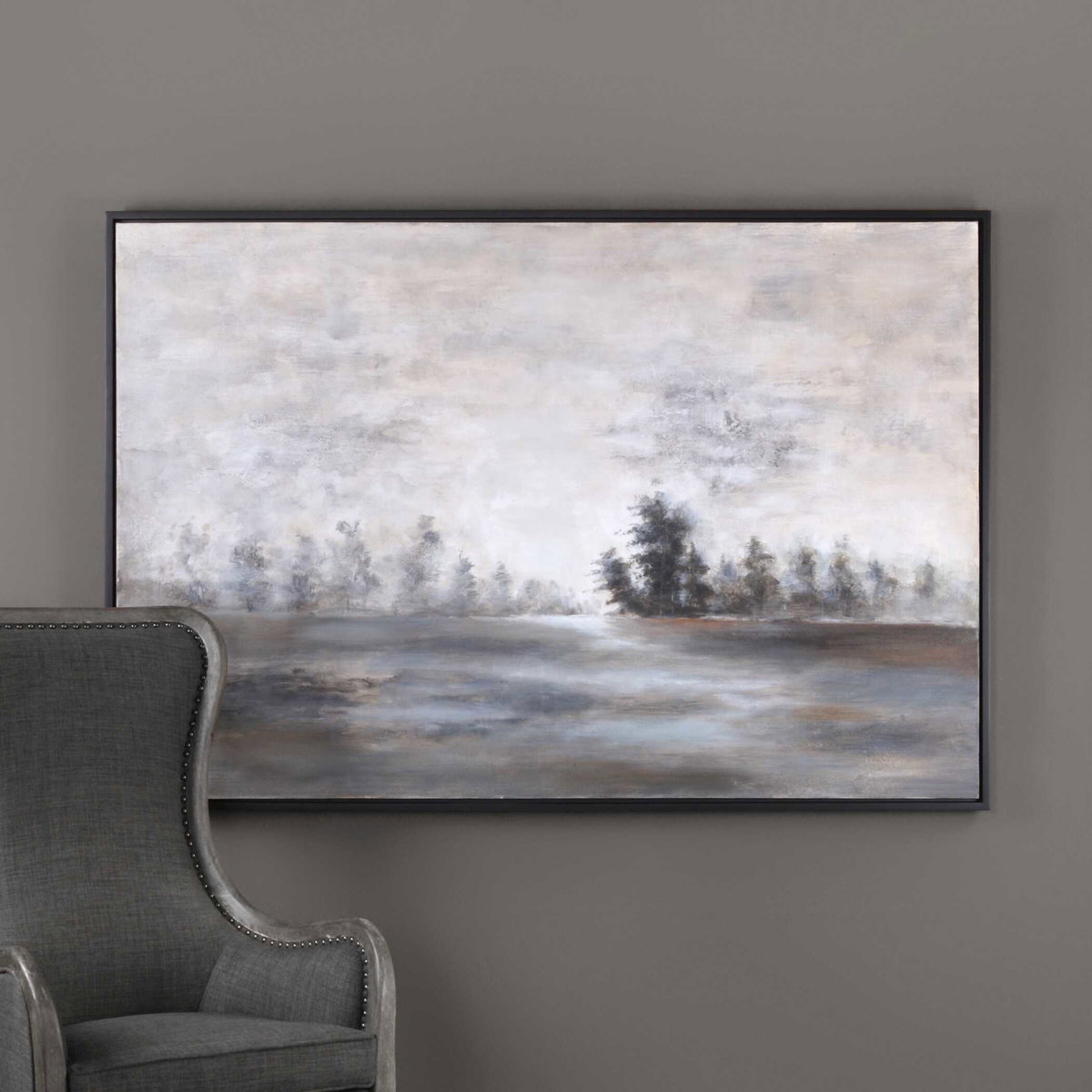 Evening Mist Landscape Art, by Uttermost, 73.37" width x 49.37" height x 1.5" depth View 2