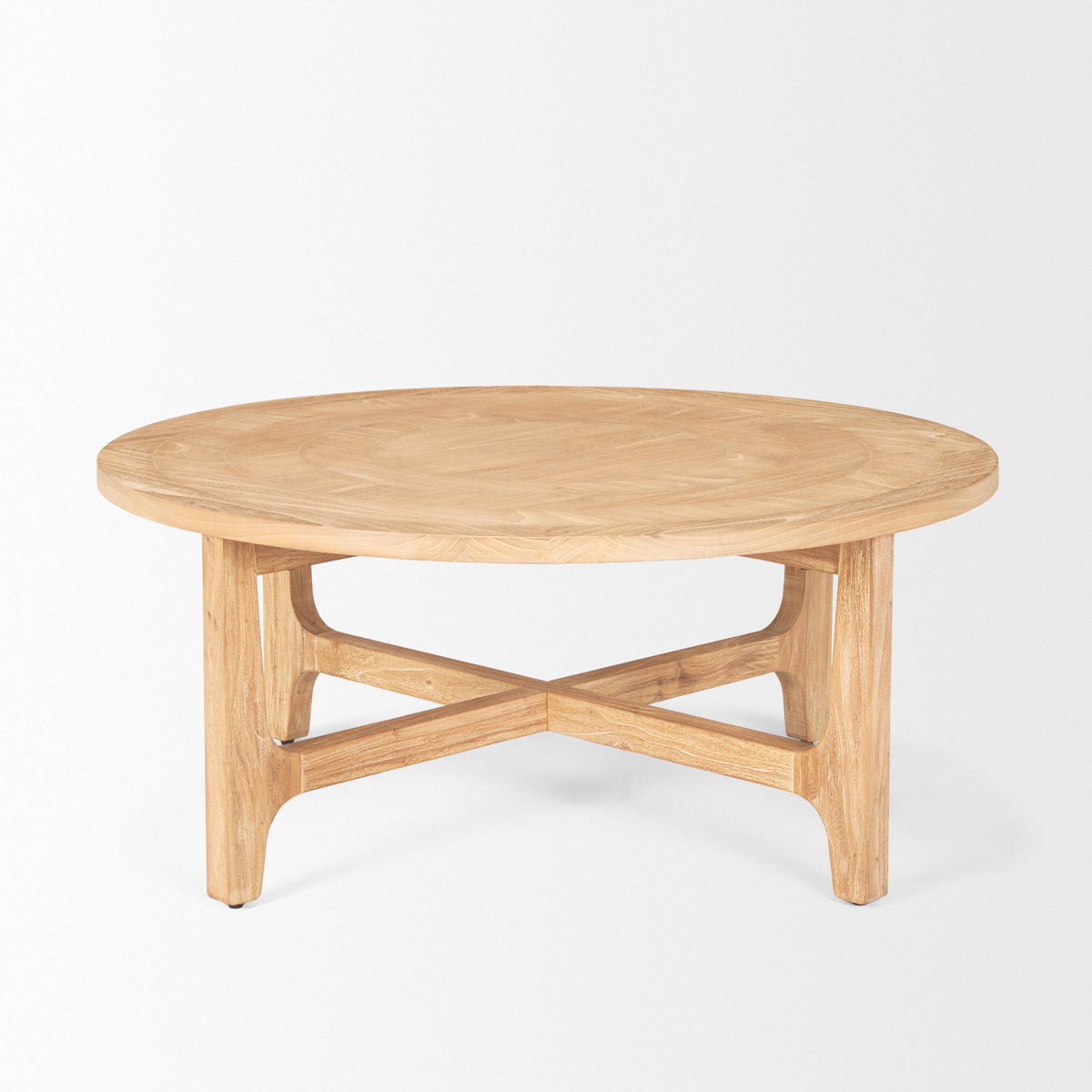 Taylin Light Brown Wood Round Coffee Table, by Mercana, 39" length x 39" width x 16.75" height View 4