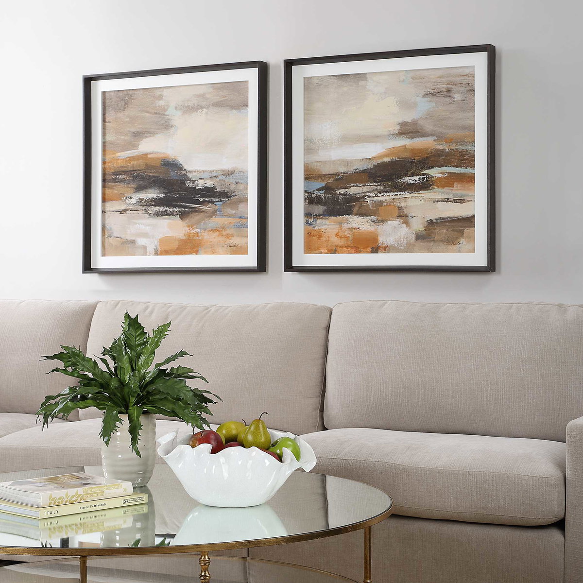 Cinnamon Shore Framed Prints Set/2, Art by Uttermost, 35.25" width x 35.25" height x 2.5" depth View 4